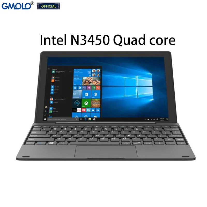 10 2 дюймовый сенсорный экран в 1 ноутбук Intel четырехъядерный N3450 4 Гб 64 ГБ 1280*800 IPS