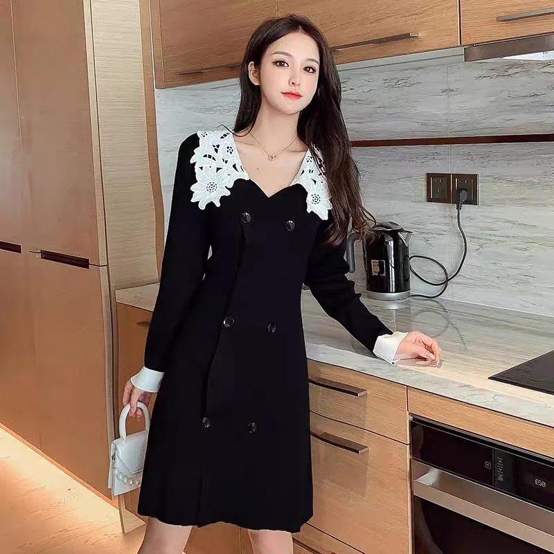 Маленькое Черное женское осеннее платье 2021 Новинка Хепберн слегка зрелые во