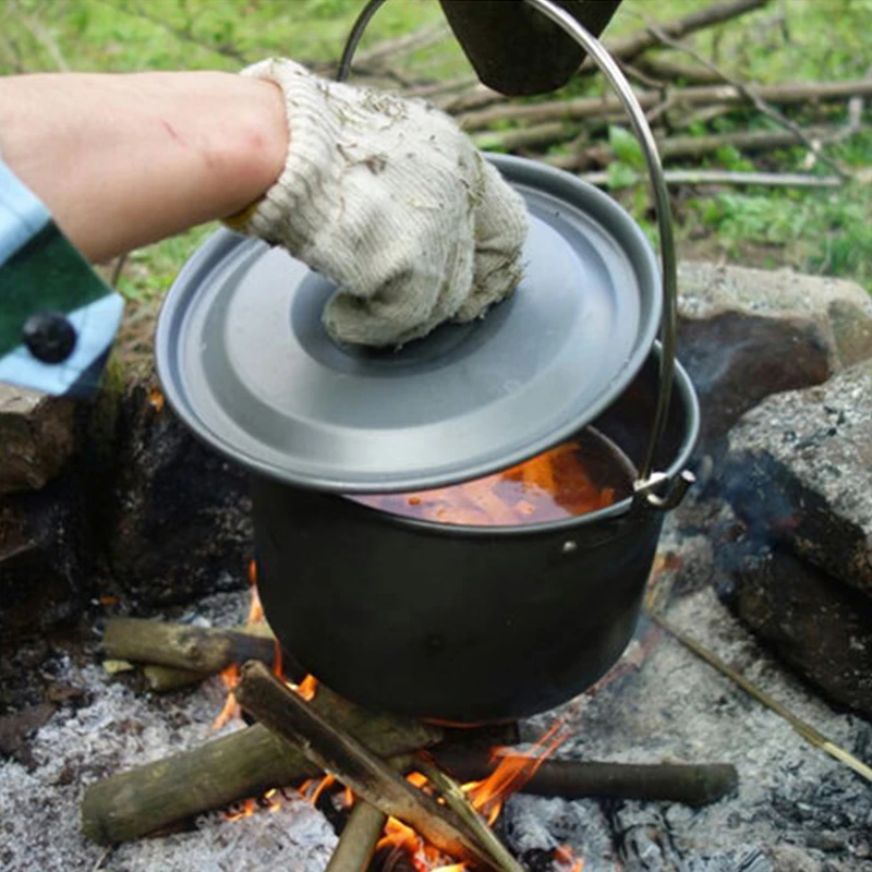 

Вместительный походный горшок из алюминиевого сплава, подвесной портативный горшок для кемпинга и пикника
