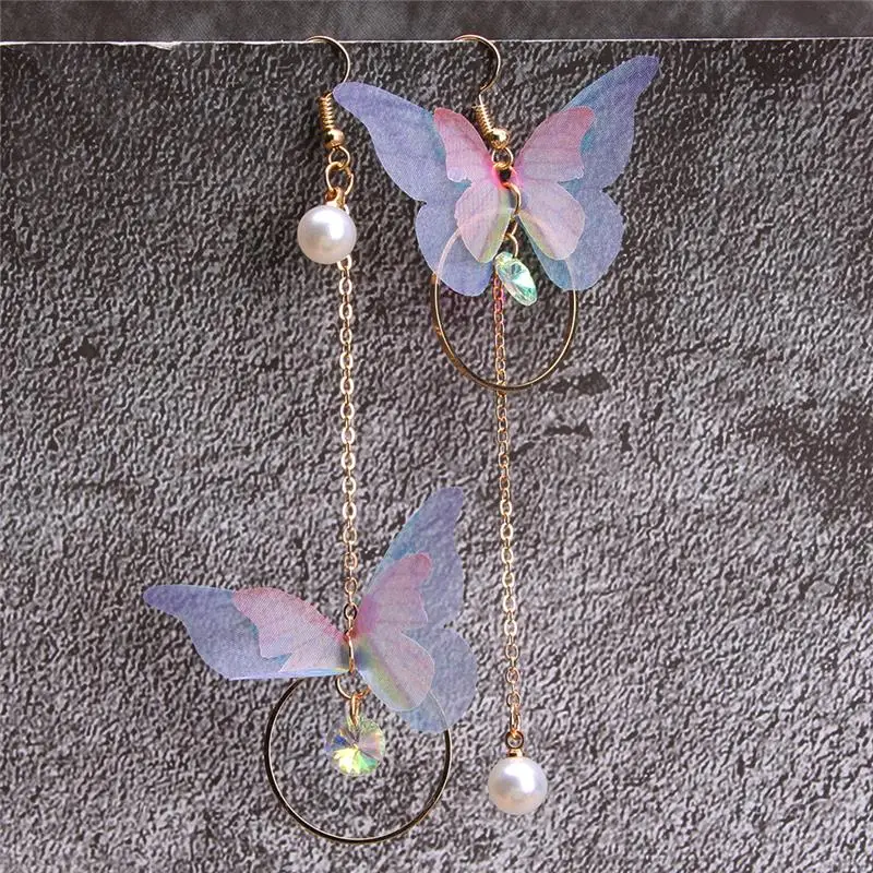 2019 корейский Ретро Асимметричный изысканный кулон бабочка Имитация Жемчуга