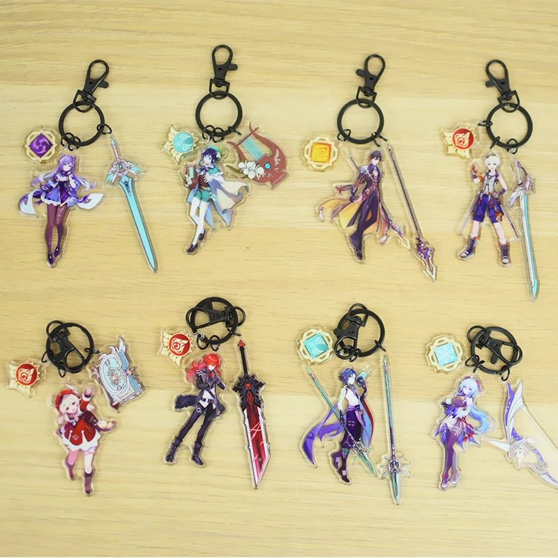

New Keyring Genshin Impact Keychain Figure Cosplay Kamisato Ayaka Kaedehara Kazuha Yoimiya Raiden Shogun Key Ring Xmas Gift