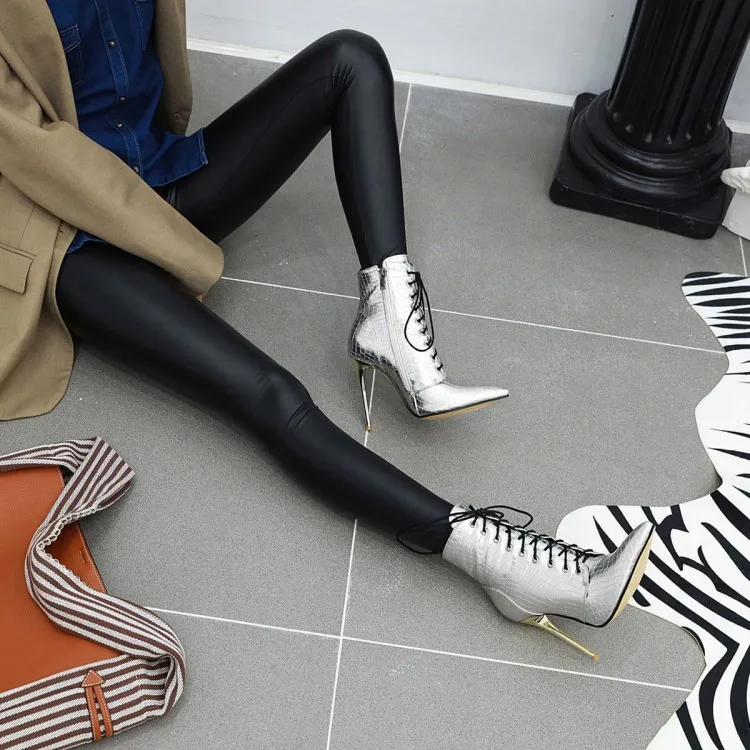 Oversized - boots women shoes ankle for ladies woman winter Striped leopard with pointed head | Обувь