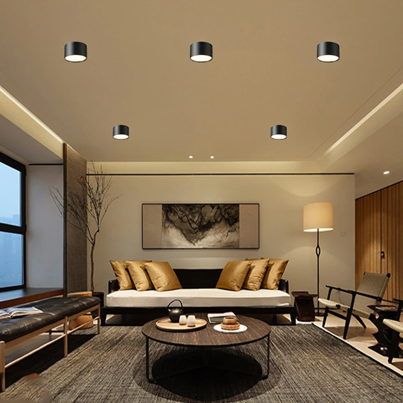 

led spotlight downlight surface mounted 220V ceiling light without opening installation 5W/9W/12W/15W/18W black and white