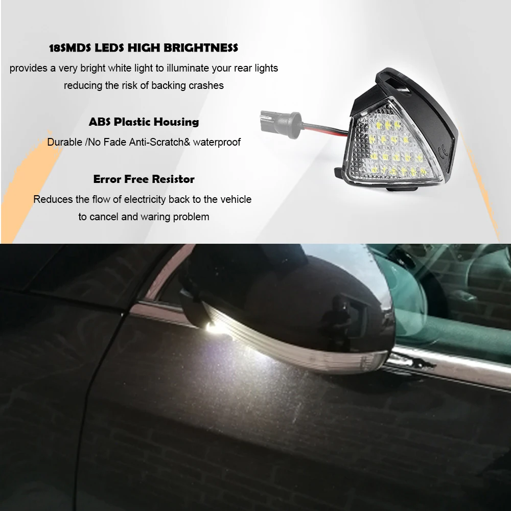 2 шт. белый светодиодный светильник с зеркалом заднего вида для VW EOS Rabbit Golf 5 Variant 6