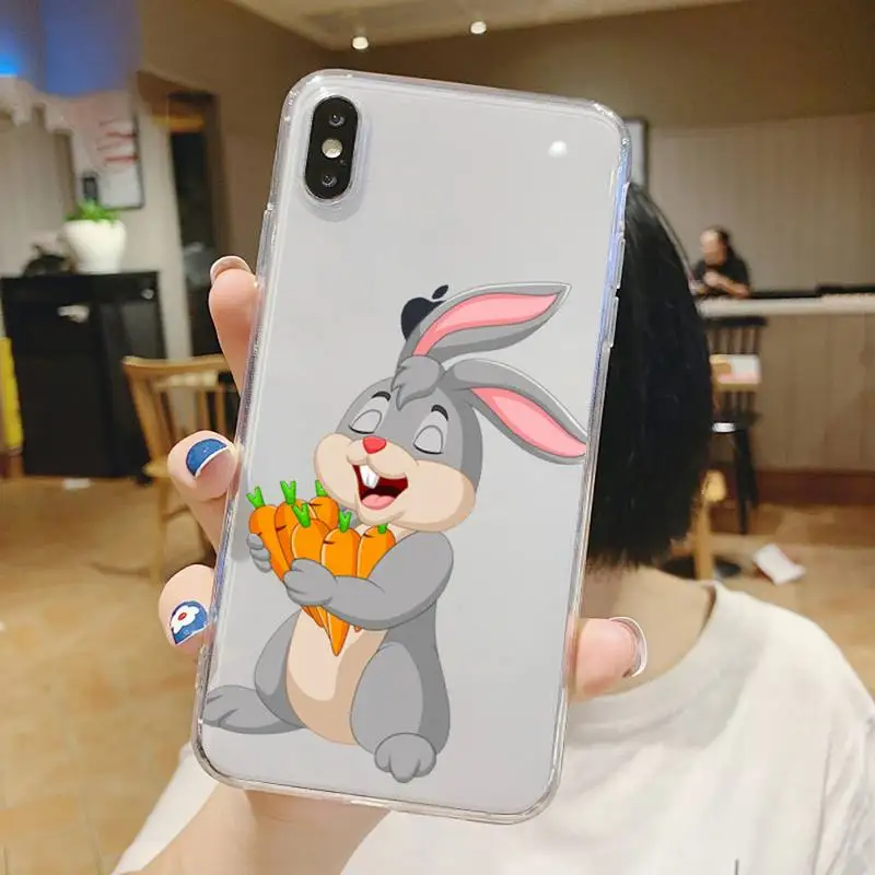 

Cute cartoon Rabbit pink heart Phone Case Transparent soft For iphone 5 5s 5c se 6 6s 7 8 11 12 plus mini x xs xr pro max