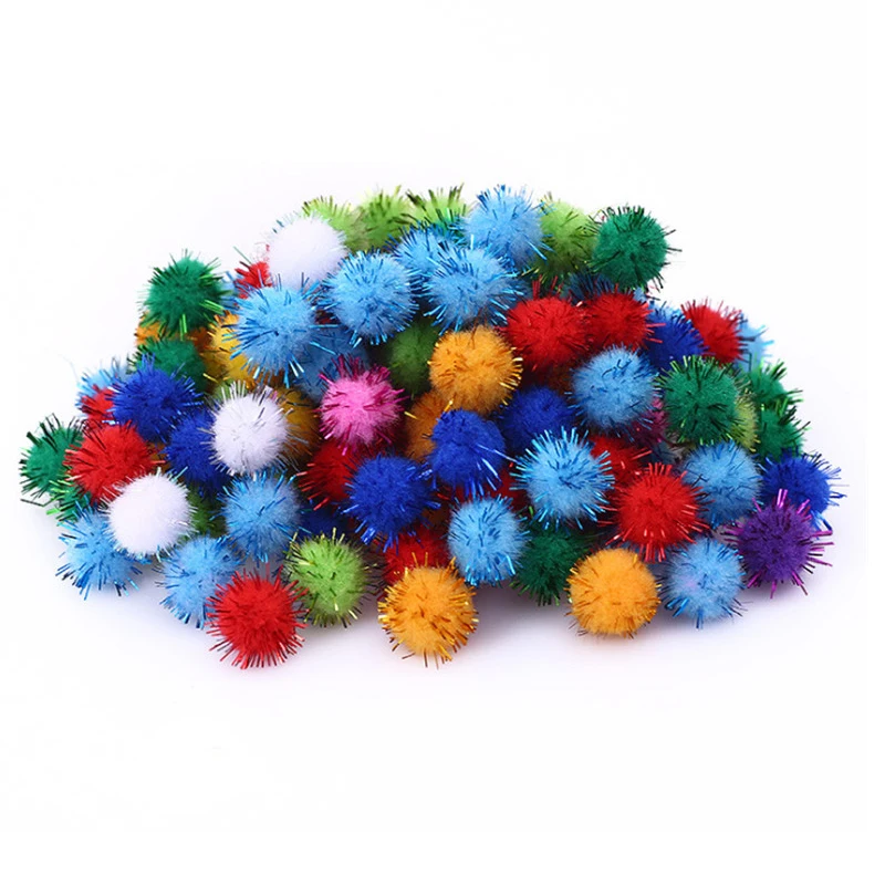 

100 шт./лот 20 мм игрушки для кошек пушистые Помпоны в ассортименте шарики для настольной игры пазл для рукоделия творческие украшения (разные ...