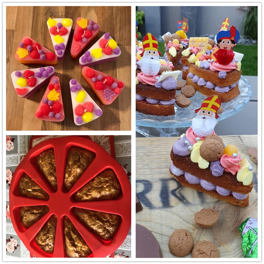 8 полостей формы для выпечки форма торта силиконовая пуддинг треугольные торты