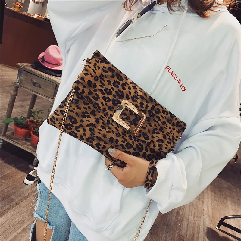 Роскошный женский леопардовый принт Конверт Сумка женские ботильоны на молнии