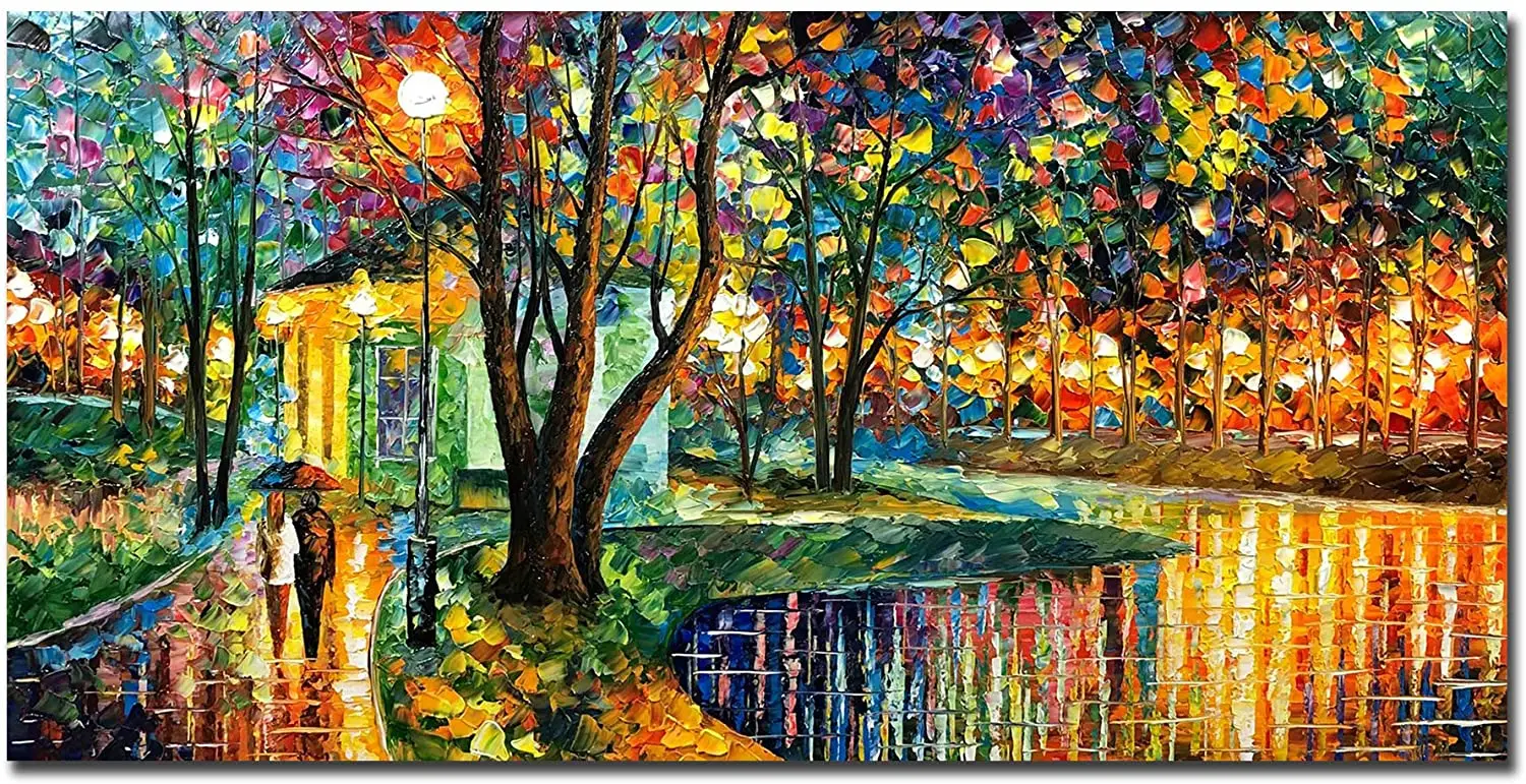 

Modern Impressionism Hand-painted Landscape Oil Paintings Romanticism Green Wall Art Canvas For Living Room Bedroom