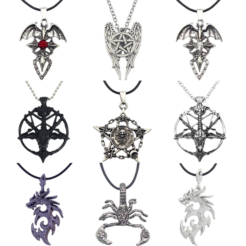 

Fashion Steampunk Inverted Pentagram Star God Goat Head Pendant Necklace Satan Satan Mysterious Metal DIY Necklace in Jewelry