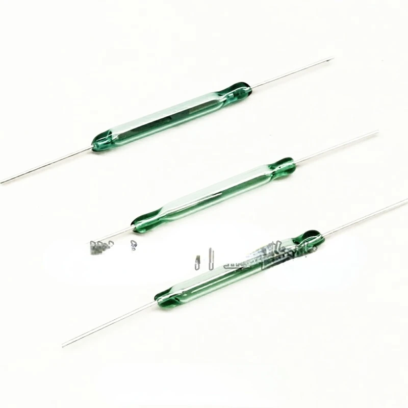 

50pcs 4*28mm Normally Open Reed Switch 3*24/26mm Magnetic Control Switch GC27101 Green Glass Magnetic Induction
