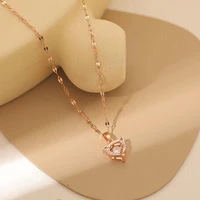 fashion luxury fox rose gold titanium steel zircon pendant net red clavicle chain necklace gift for women