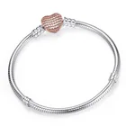 Новый браслет Pandora из циркония, цветные консервативные браслеты для девочек, базовая цепочка, персиковый браслет в форме сердца, бриллиант, замкнутый браслет