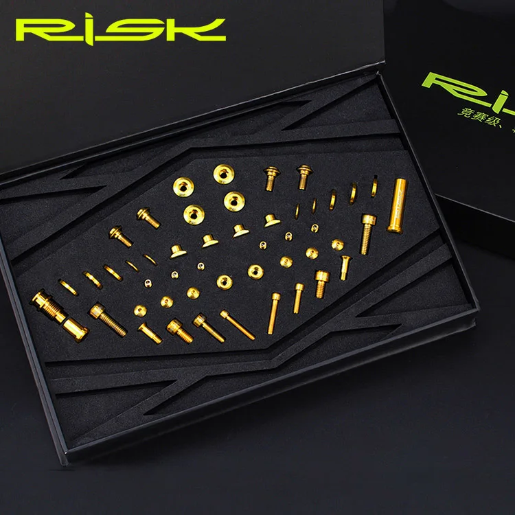 RISK 49 шт./компл. титановые TC4 велосипедные винты болты наборы для Велосипедный переключатель системы SHIMANO ULTEGRA UT R8000 Велосипедный тормозной болт - Цвет: Gold