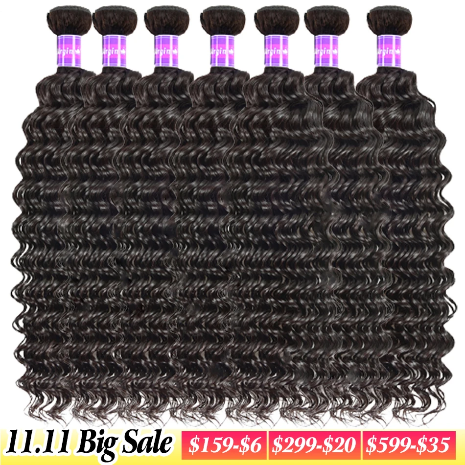 

Deep Wave Human Hair Weaves Wholesale Bundles Price 3 6 10Lots Double Weft Human Hair Bundles 10A virgin Hair Extension Shuangya