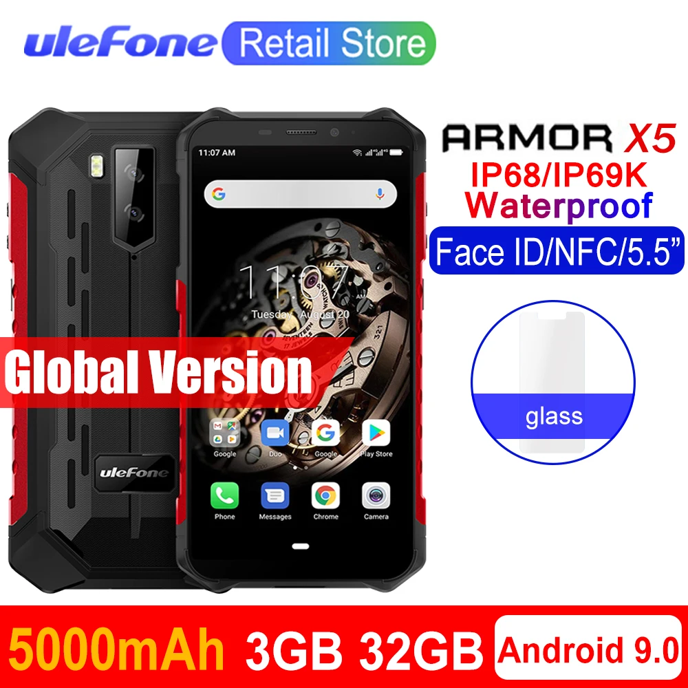 Ulefone Armor X5 IP68 IP69K водонепроницаемые мобильные телефоны Android 9 0 5 &quotMT6763 Octa Core 3 ГБ + 32