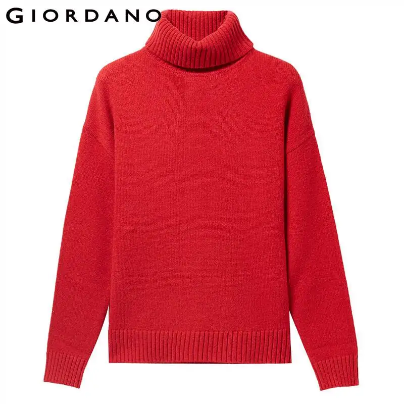 Giordano женские свитера однотонный пуловер с высоким воротом 5 игл Вязание прочный
