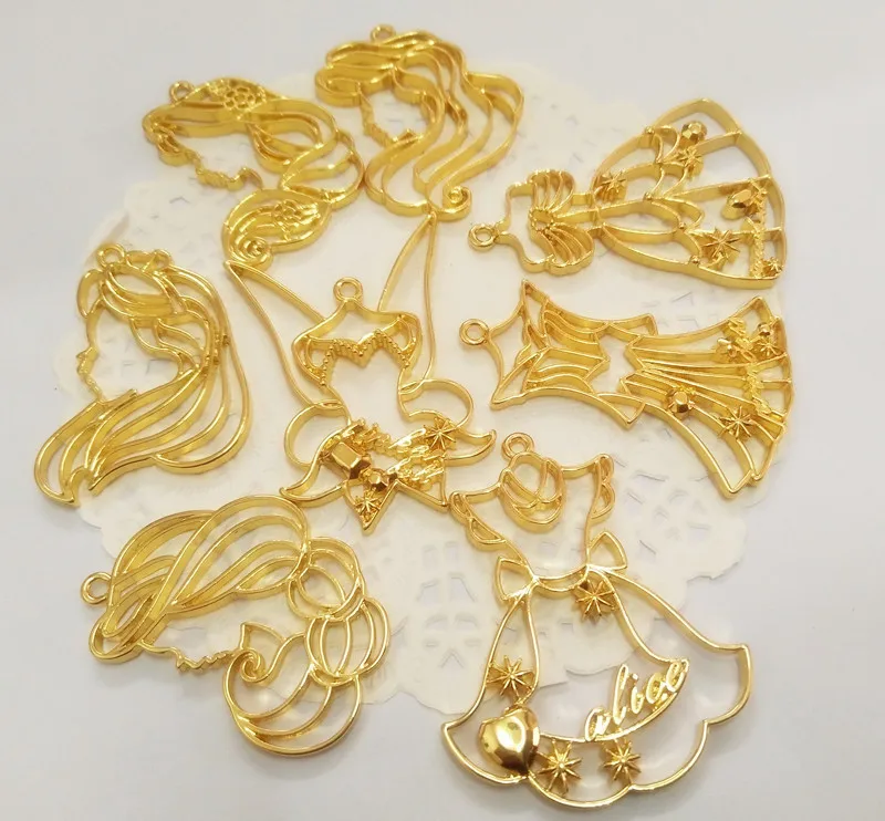 5 шт./лот подвеска в металлической оправе с подвеской виде головы и платья