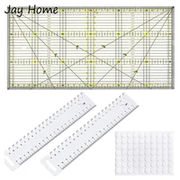 1pc 1530 cm double colored and grid lines quilters ruler sewing ruler with 2 acrylic patchwork ruler for fabric cutting ruler