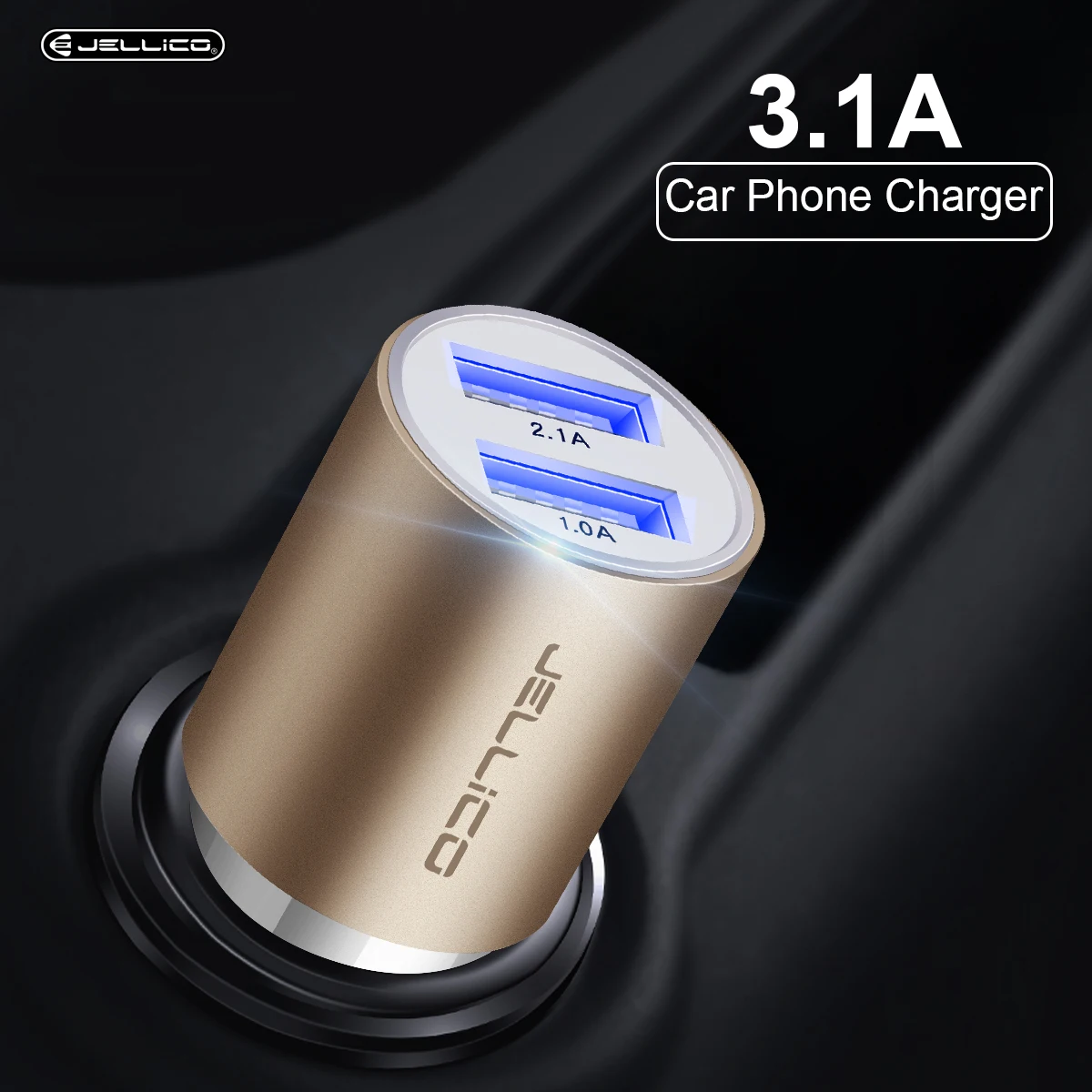 Jellico USB Автомобильное зарядное устройство 5 В 2.1A Металл двойной USB алюминиевый сплав автомобильное зарядное устройство Быстрая зарядка зарядное устройство для телефона для iPhone samsung Xiaomi