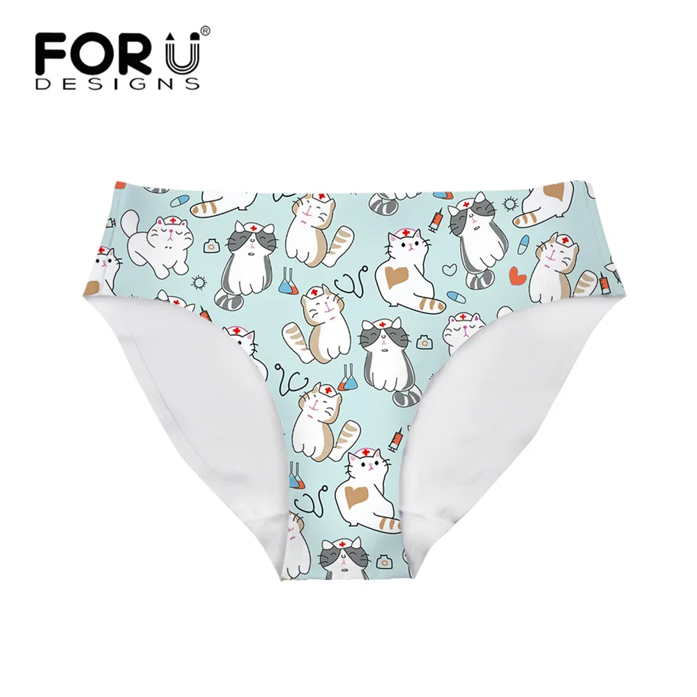 

FORUDESIGNS женское умное дизайнерское нижнее белье с мультяшным котом, дышащее Женское боди, нижнее белье для подростков, сексуальное бесследно...