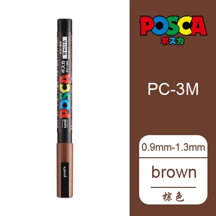 Коричневый 2 шт./партия Mitsubishi Uni Posca PC-3M Краска Маркер-тонкий наконечник-0,9 mm-1.3 мм 24 цвета выбор Искусство Маркер - Цвет: Коричневый