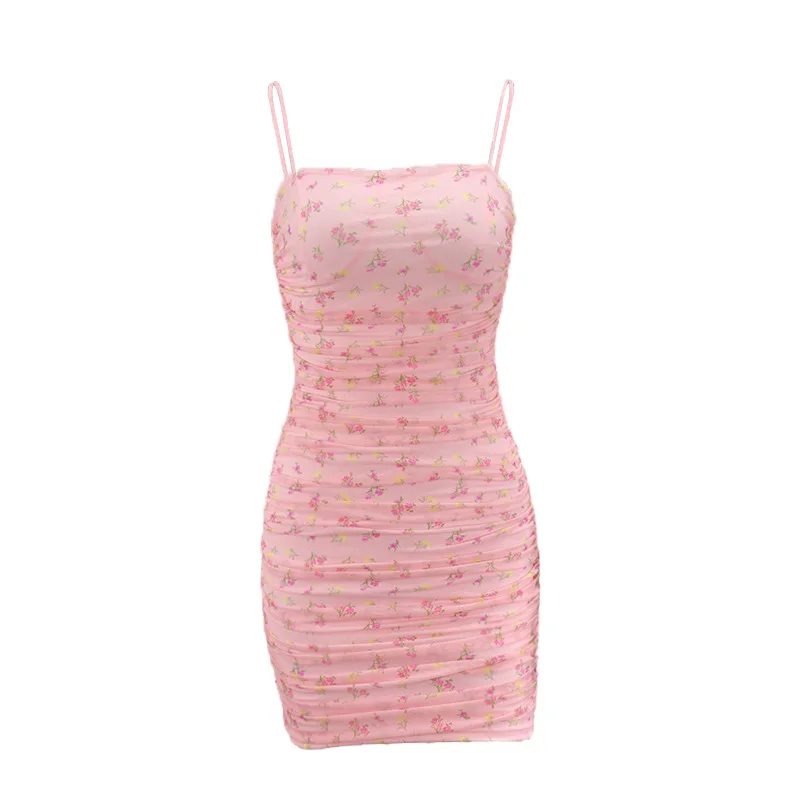

Women's Explosive Style Sexy Floral Pleated Mesh Short Skirt Women's Dress Autumn and Winter