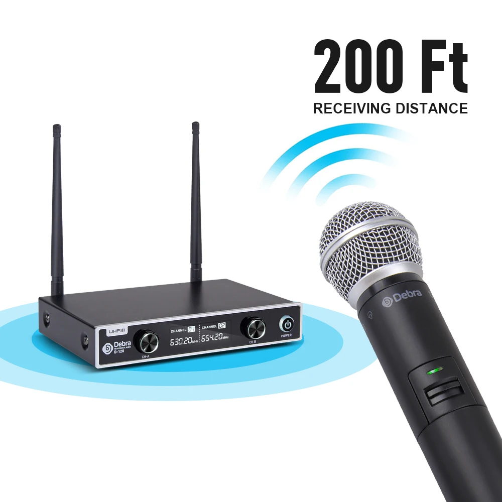 Классическая! Debra аудио-система 2 канала с ручным микрофоном UHF беспроводной