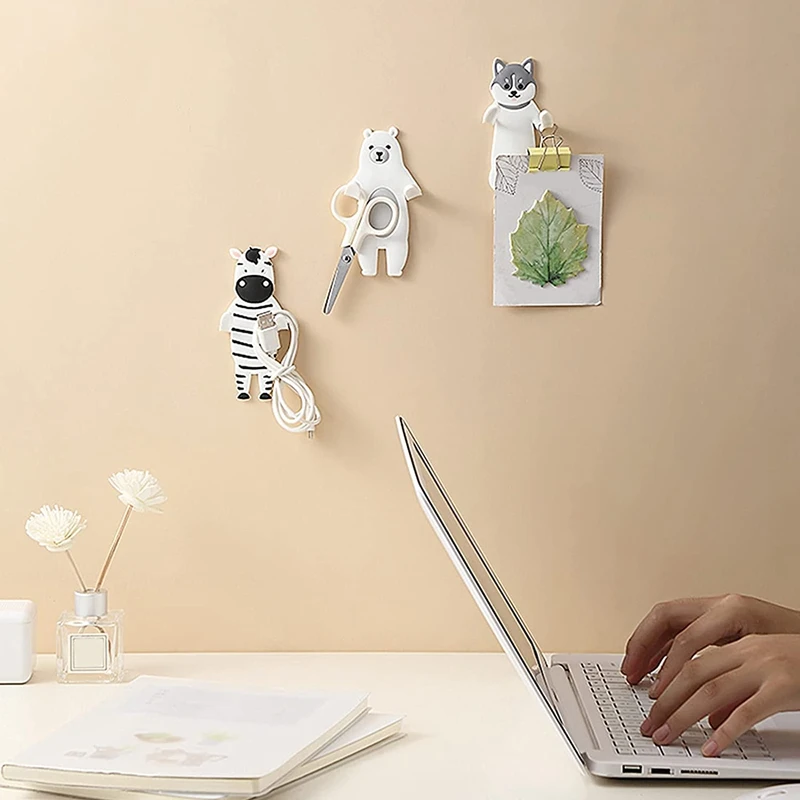 

4 Pcs Adhesive Animal Decorative Wall Hooks-Reusable Waterproof Hooks for Towel,Keys,Hat,for Bathroom Bedroom Kitchen