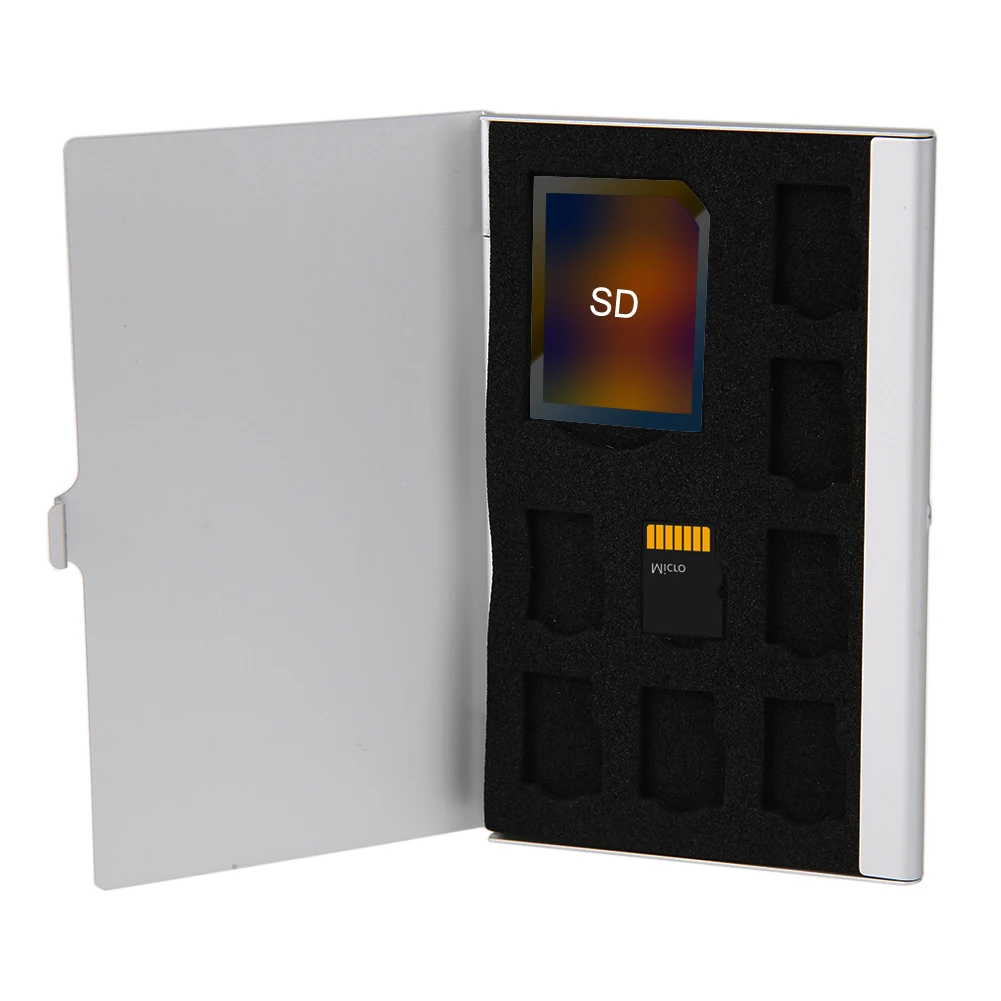 Портативный Menmory Чехол для карт однослойный алюминий 1SD + 8TF Micro SD карта коробка