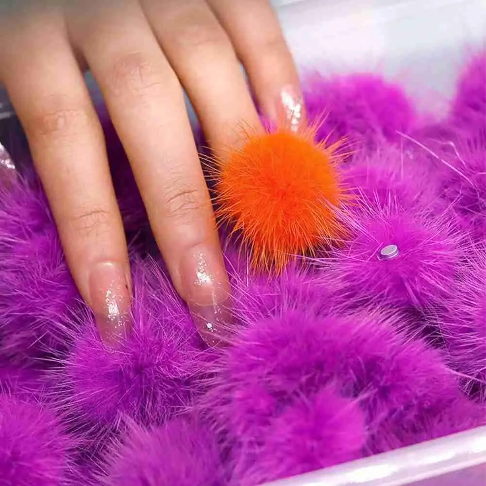 

24Pcs/Box Nail Hair Ball Set Detachable Ball Fluffy Puffy Nail 3D Kit Manicure Accessories Decoration Jewelry Pons DIY Pom R5W6