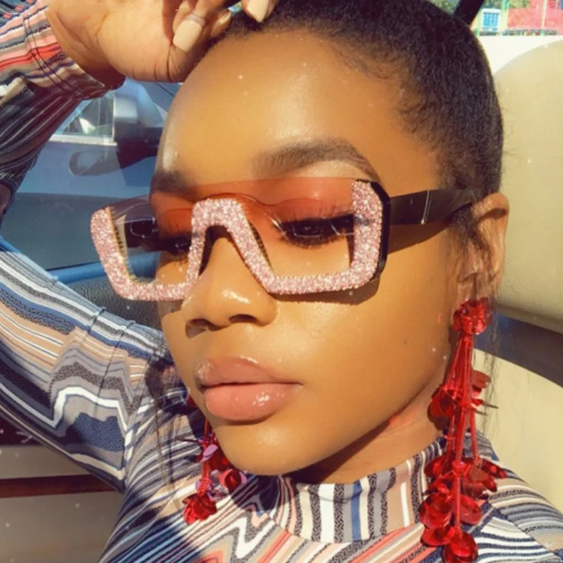 

Fashion Gradient Sunglasses Women Vintage Rhinestone Bling Diamond Sun Glasses Brand Shades for Men Punk Eyeglasses Uv400