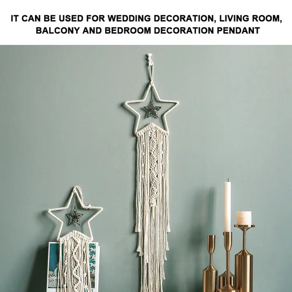 Богемный шикарный макраме настенный подвесной гобелен Луна Звезда Ловец снов на