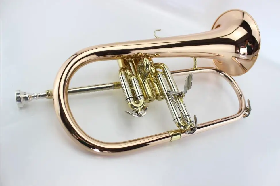 Новый Bb Флюгельгорны золото фосфор и Медь Музыкальные инструменты с Чехол