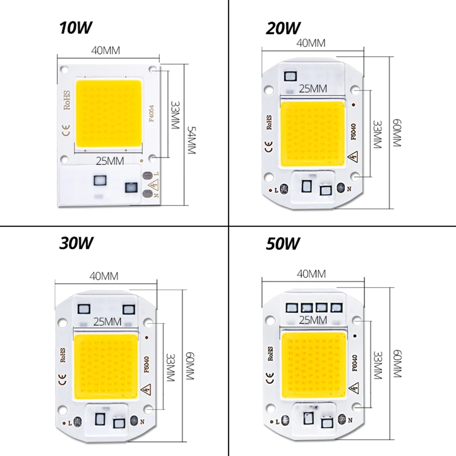 Светодиодный светильник лампы COB светодиодный чип 220V 50W 30W 20W 10W Luces СВЕТОДИОДНЫЙ матричный для Точечный светильник потолочные светильник не нужен драйвер DIY прямоугольные диод