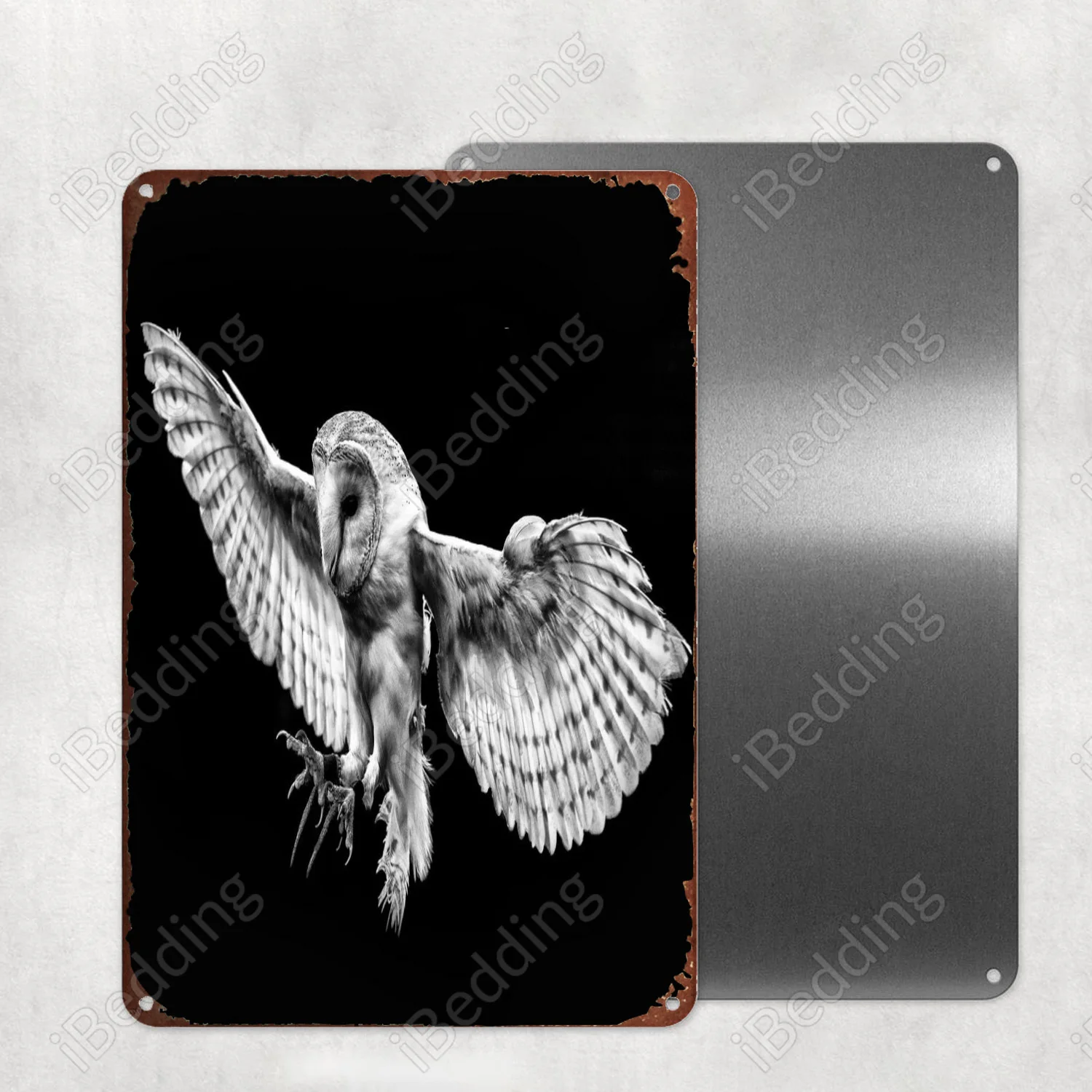 

Декоративная металлическая настенная панель с изображением совы в полете, 20x30 см