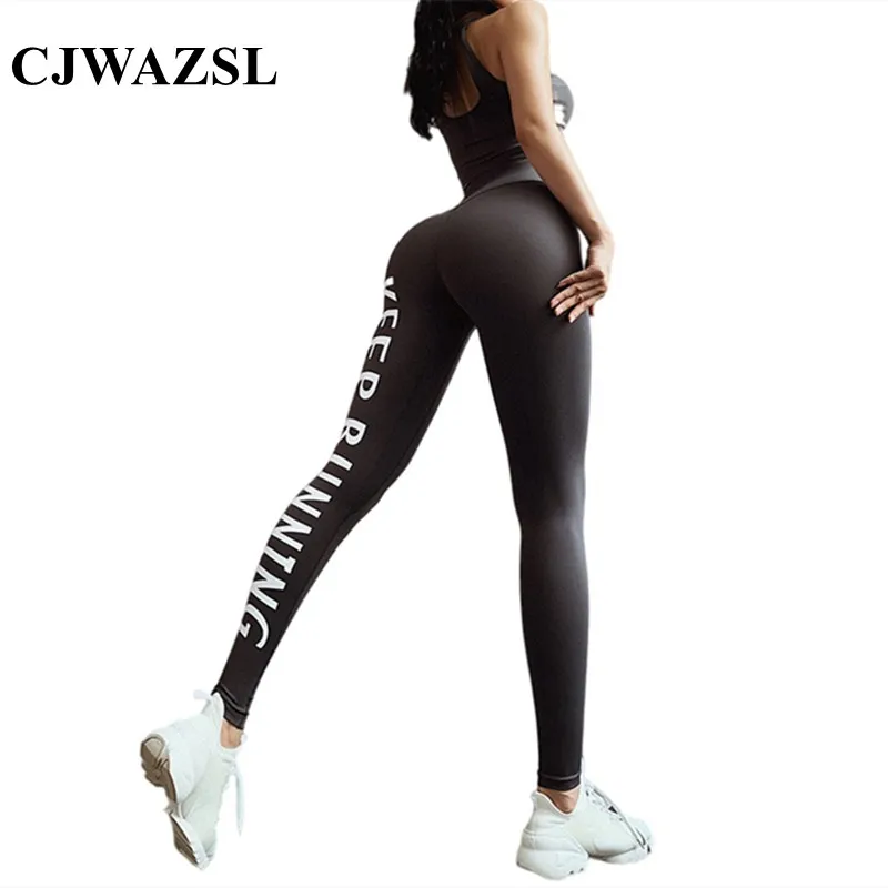 Women's Yoga Pants Letter Printing Sports Fitness Tights High Waist Anti-squat Hollow Workout Gym Workout Running Tights