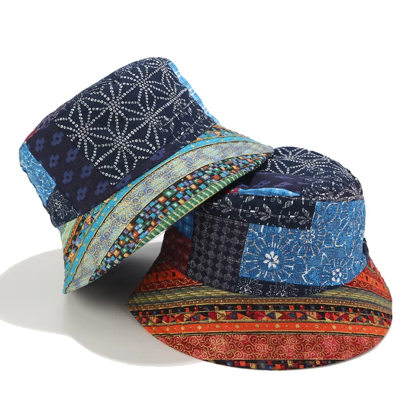 

2021Distressed printing Fisherman Hat for Men Women Outdoor Leisure Bucket Hat Sunscreen Female Sunhat