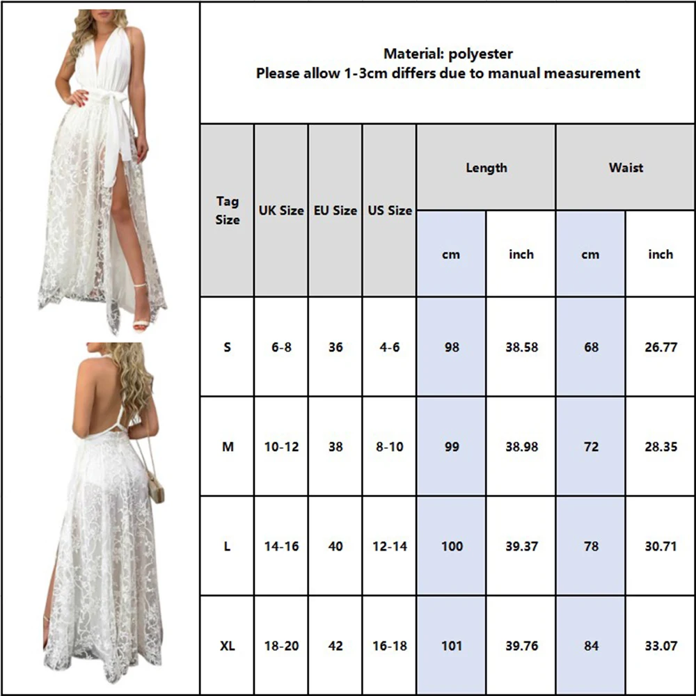 

Women Summer Mesh Dress Sexy Deep V-Neck Backless Sleeveless Floral Lace Split Dress Elegant Ladies Evening Party Vestidos D30