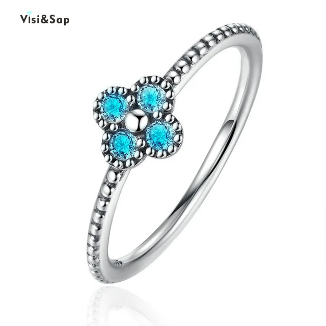 Visisap счастливый клевер леди кольцо из белого золота Цвет круглые циркониевые