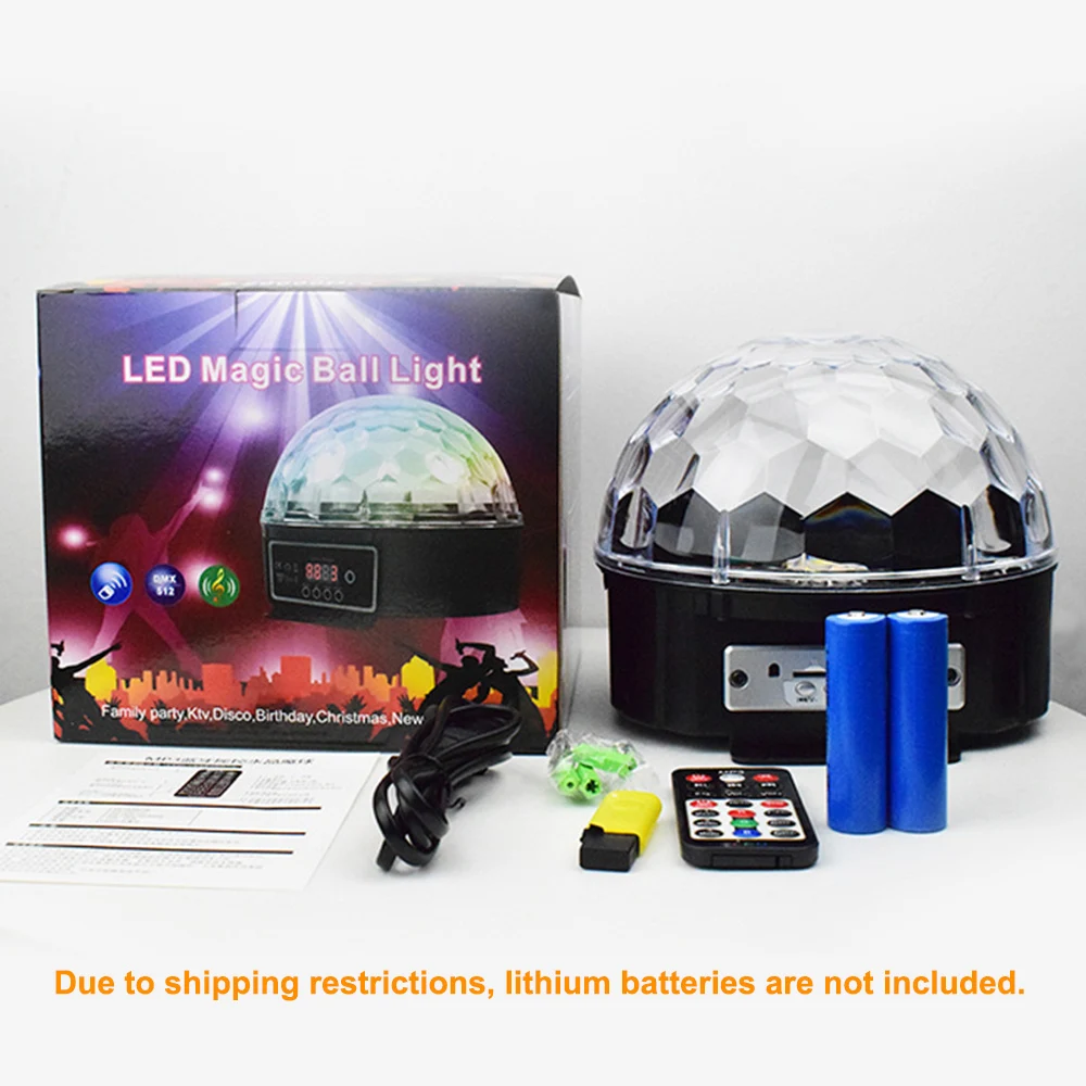 

Bluetooth Remote Control Crystal Ball 9 Color LED Disco Ball Party Lights Sound Activated DJ Stage Lights for Birthday Bar Show