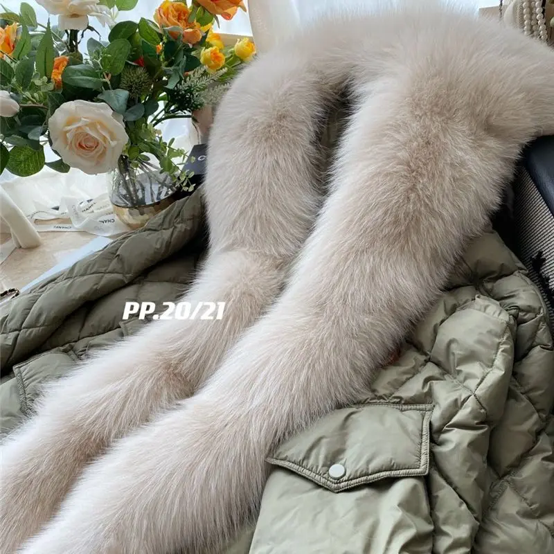 Large Real Natural Fox Fur Collar 2022 Winter 90%White Duck Down Parka Women Thick Warm Loose Down Coat Snow Outwear enlarge