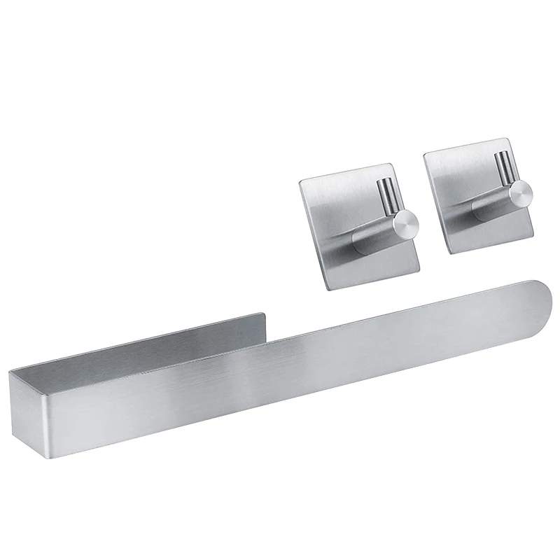 

Towel Holder Without Drilling -Self-Adhesive 37 Cm -Bath Accessories - Practical Guest Towel Holder + 2X Towel Hooks