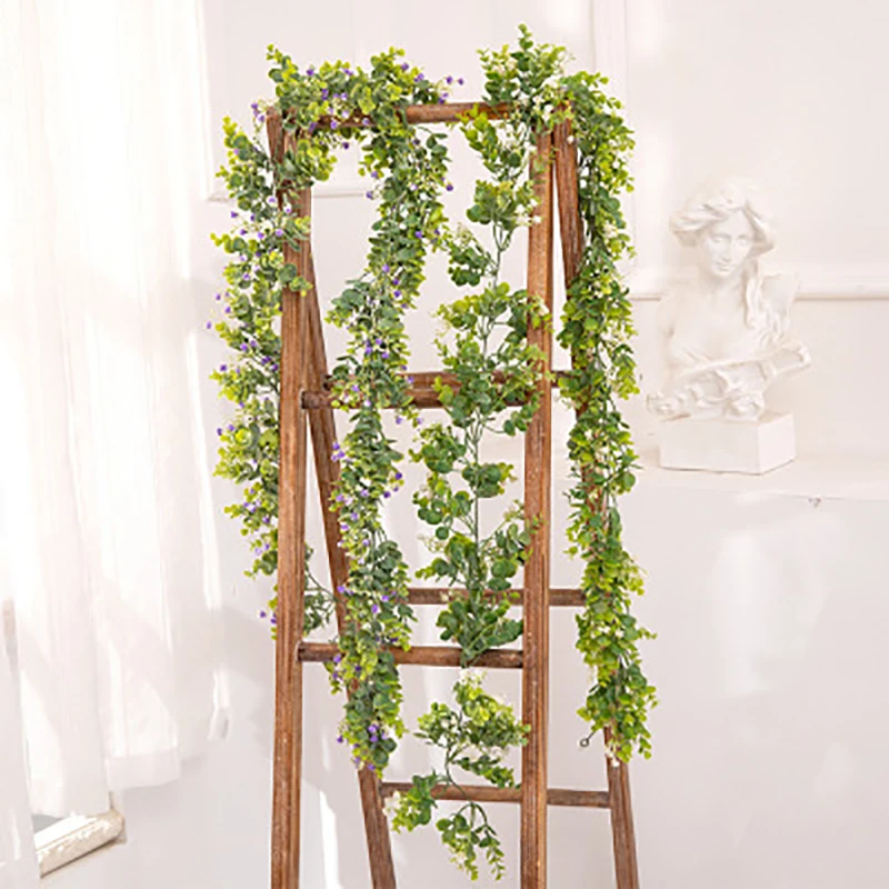 

Искусственный пластмассовая лоза висит цветы для декора стен ротанг, искусственные растения листья сад романтическое свадебное украшение ...