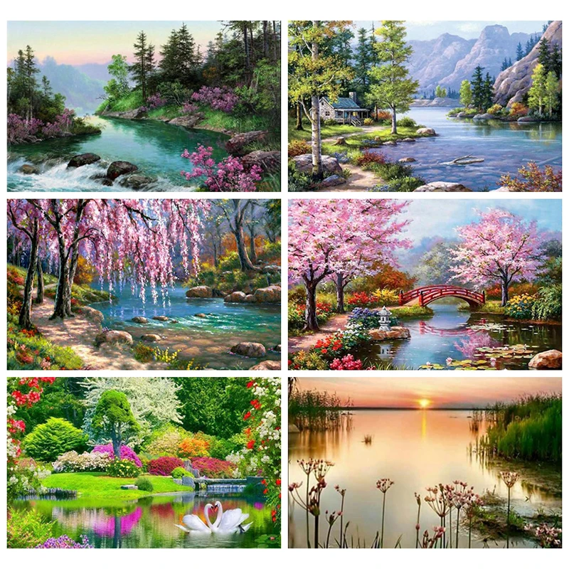 Полная круглая Алмазная вышивка пейзаж мозаика картины Стразы 5D сделай сам
