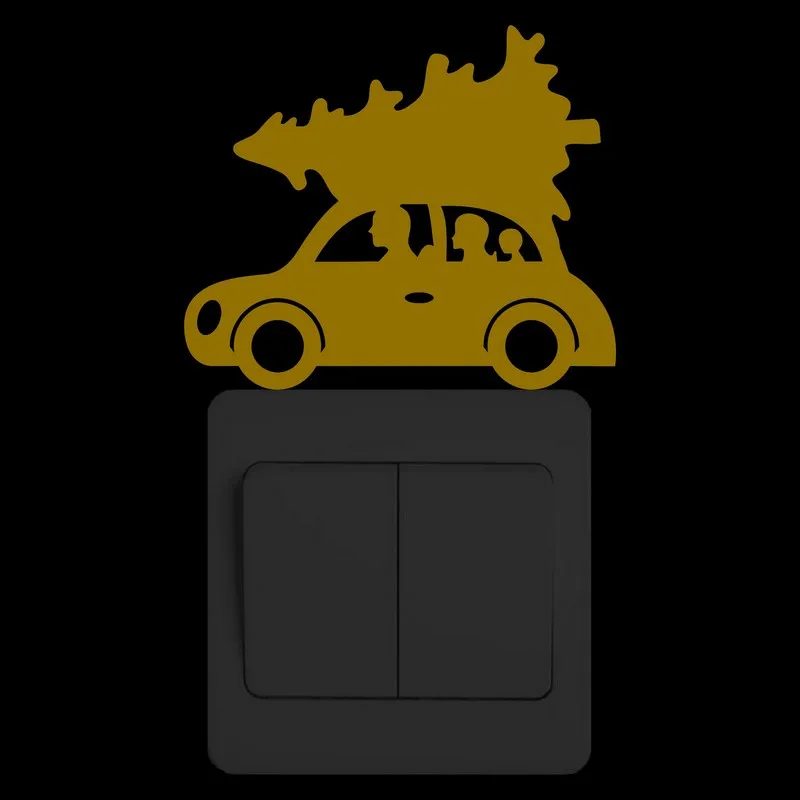 Рождественская елка на машину светится в темноте наклейка стену мультфильм