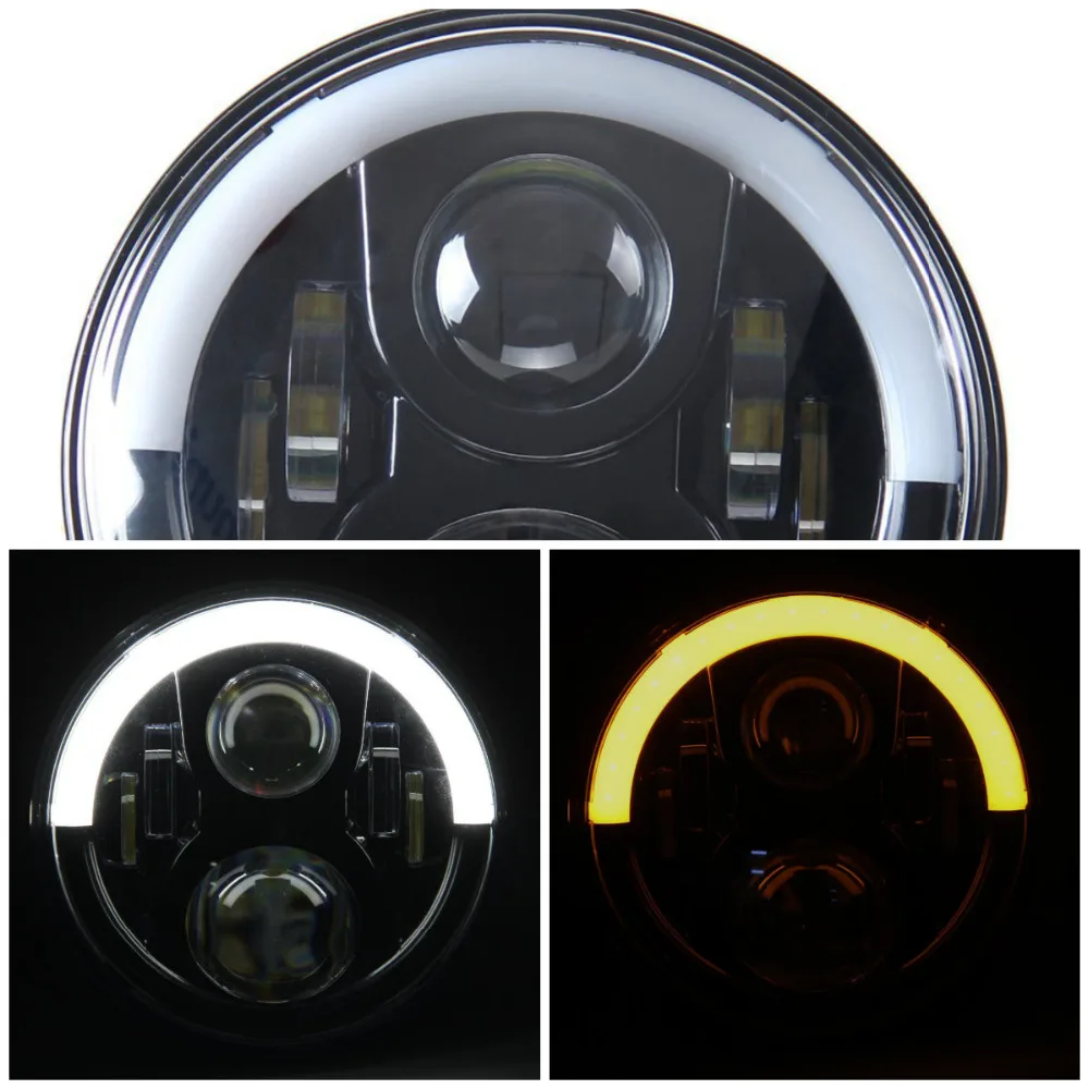 

7inch Round LED Headlight with Halo Angel Eye &Turn Signal Lights & DRL for Jeep Wrangler JK For Lada 4X4 urban Niva
