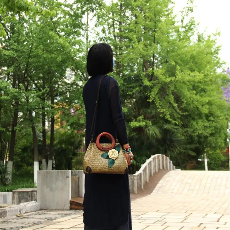 32x21 см ротанговая соломенная сумка ручной работы в стиле ретро для отдыха женская