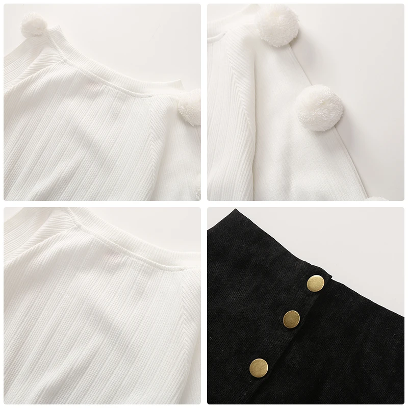 

HH 2pcs Baby Girls New Fashion Sets Sweater+Skirt Knit Balls Long Sleeve Sweater Kids Spring Clothes Toddler Children's Clothing