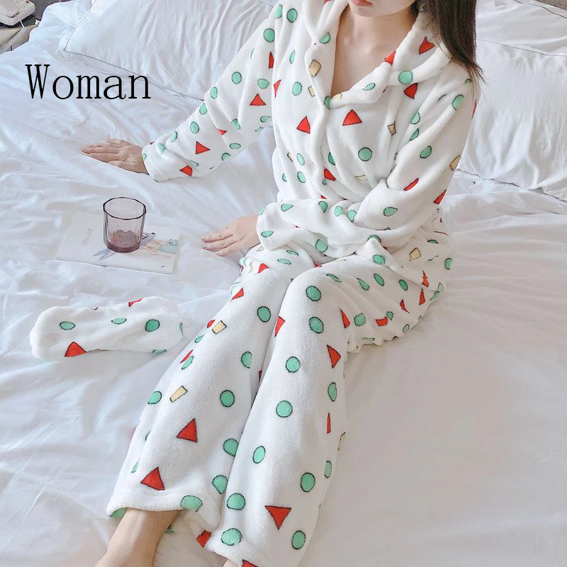 Фланелевые пижамы с героями мультфильмов женские зимние пара геометрических
